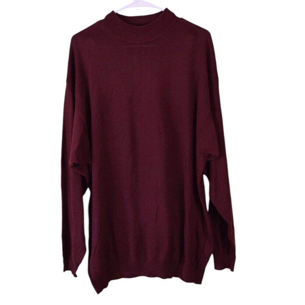 Vintage Tom James Mens Cotton Made In Italy Maroon Crew Neck Sweater Fall Winter